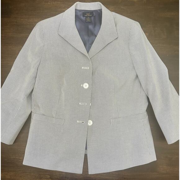 Brooks Brothers "346" S 12 ladies Seersucker lined Jacket Blue / White striped - Picture 1 of 4